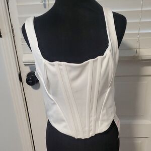 Marthea White Corset-Style Tank Top NWT